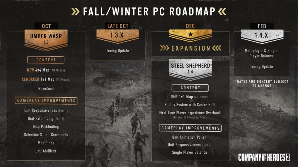 company of heroes 3 content roadmap 2023